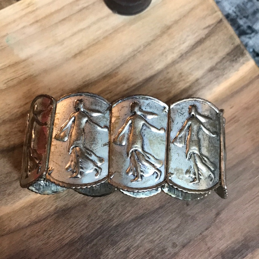 Free with purchase silver brass stretch bangle
